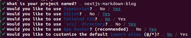 Next.js project configuration wizard