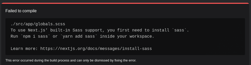 Missing sass compiler error