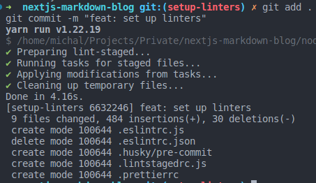 Pre commit linters run