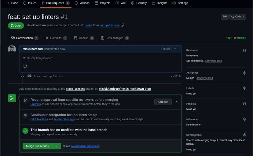  Created pull request page