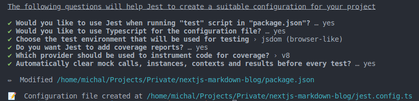 Jest configuration wizard