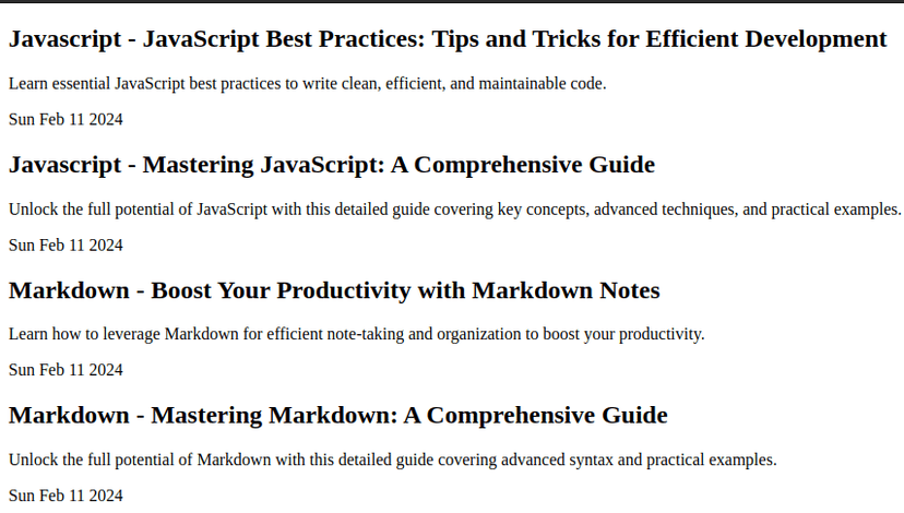 Articles page preview